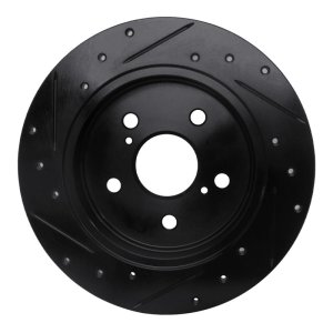 Lexus ES250 Brake Rotor (1) - Rear Right - R1 Concepts - Drilled & Slotted - Black - `15-`25